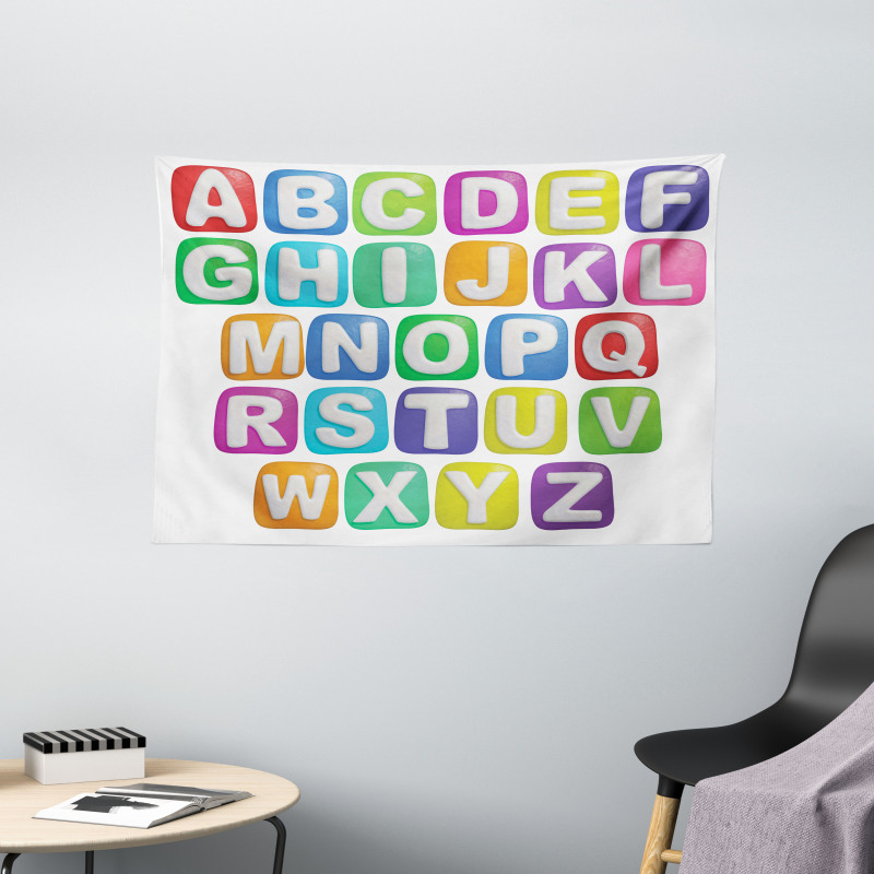 Colorful Alphabet Set Wide Tapestry