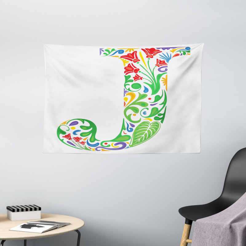 Initials Tropic Flower Wide Tapestry