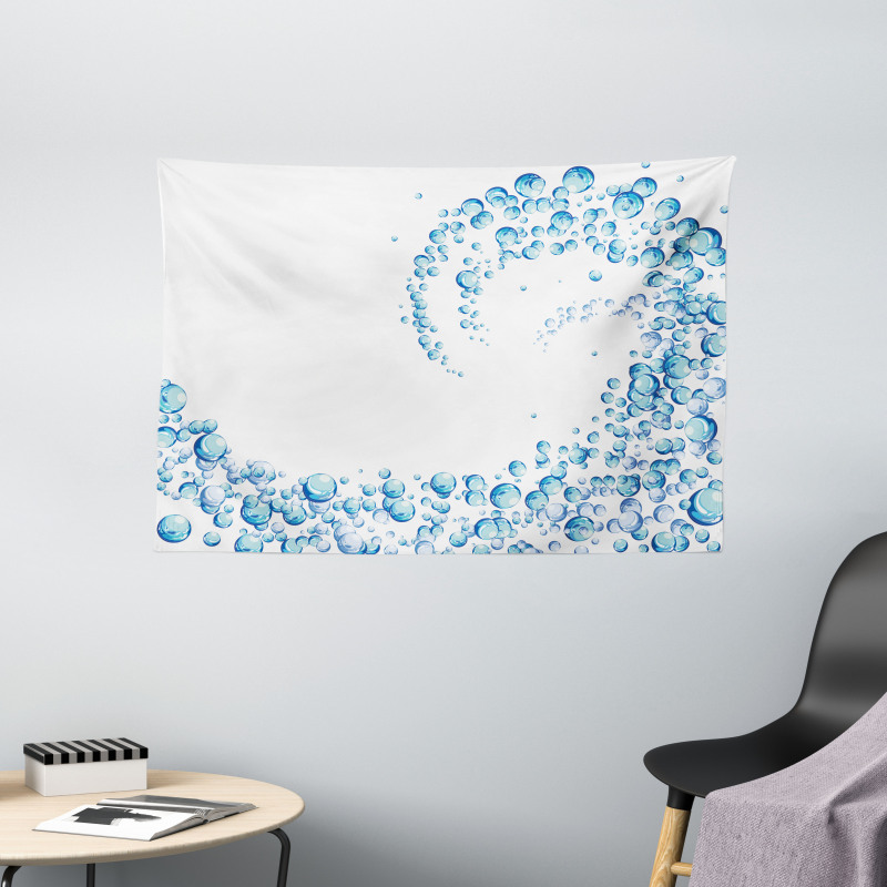 Water Droplets Bubbles Wide Tapestry