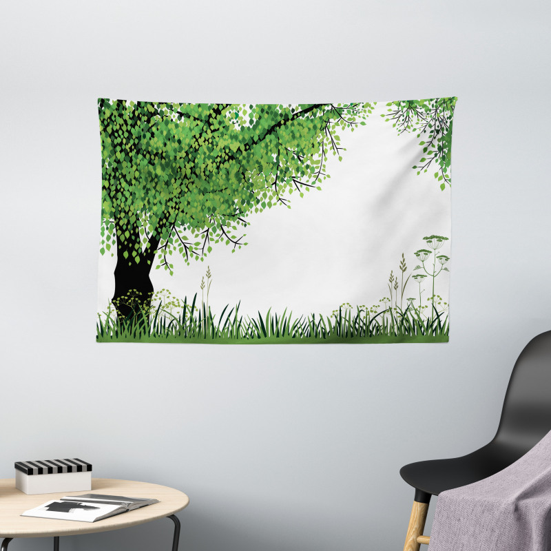 Tree Grass Summer Wide Tapestry