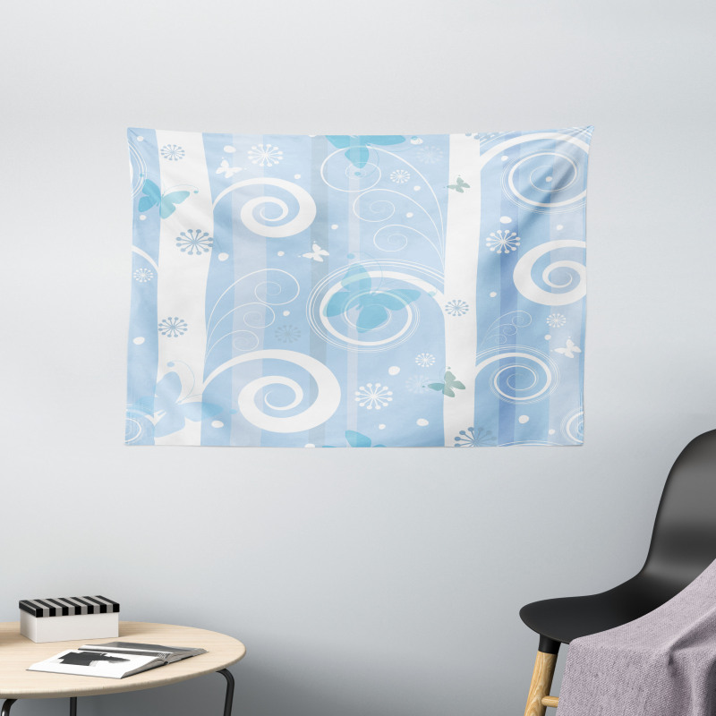 Snowflakes Butterfly Wide Tapestry