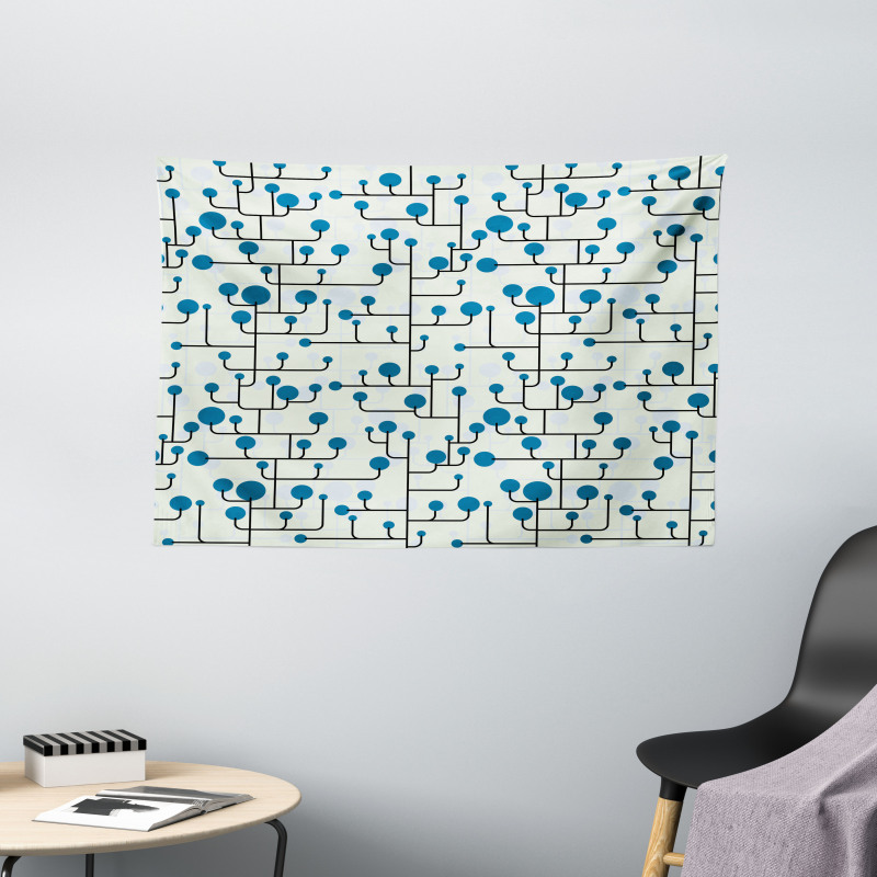 Abstract Lines Dots Wide Tapestry