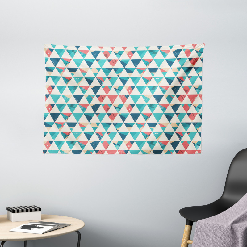 Triangle Hexagons Wide Tapestry