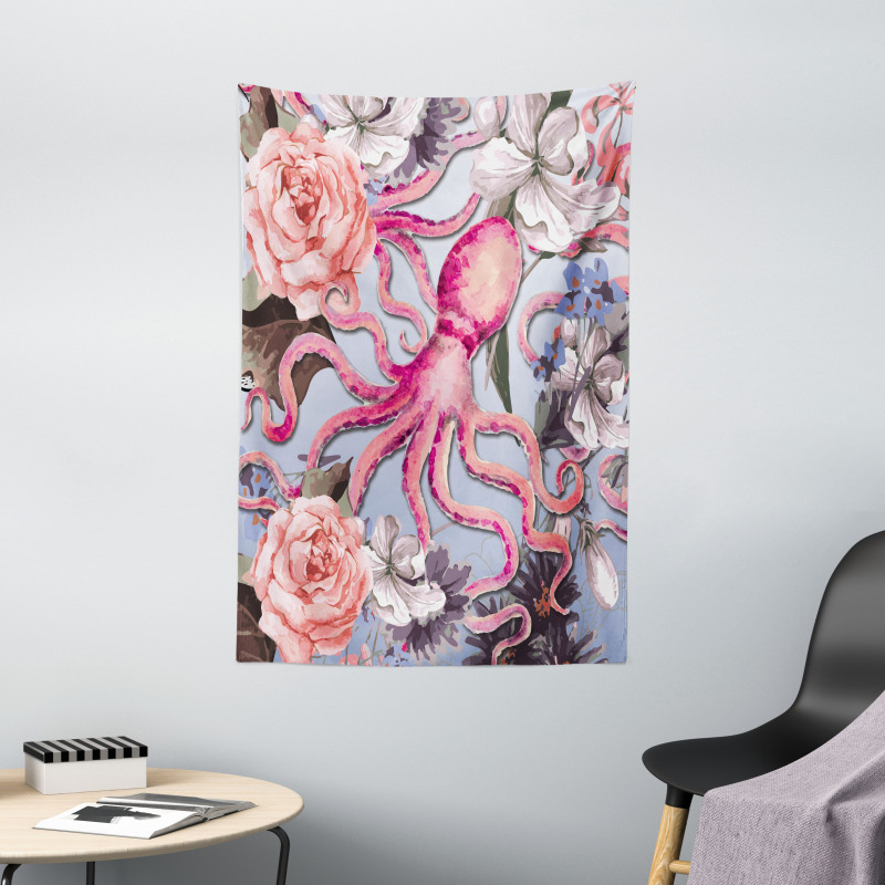 Animal Watercolor Flowers Tapestry