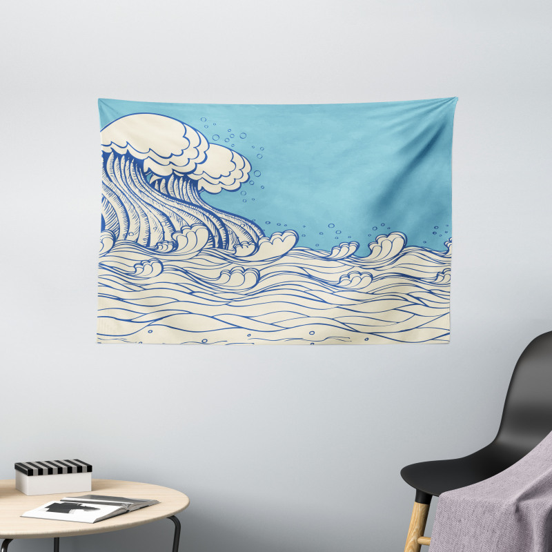 Abstract Doodle Wave Wide Tapestry