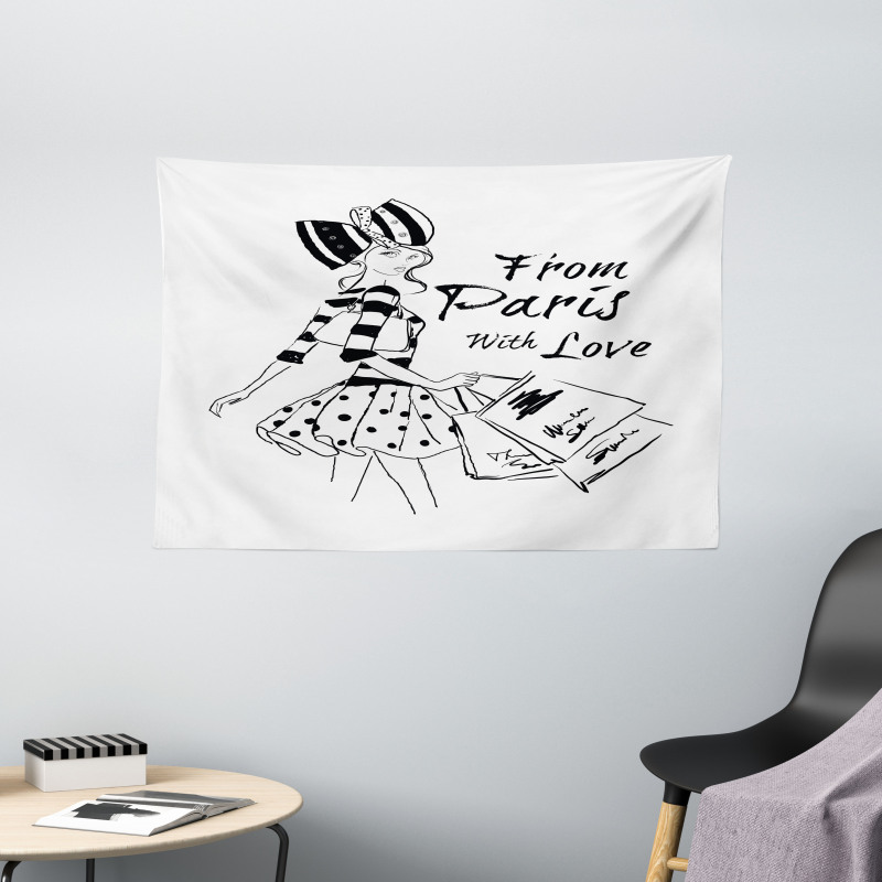 Love Fashion Girl Wide Tapestry