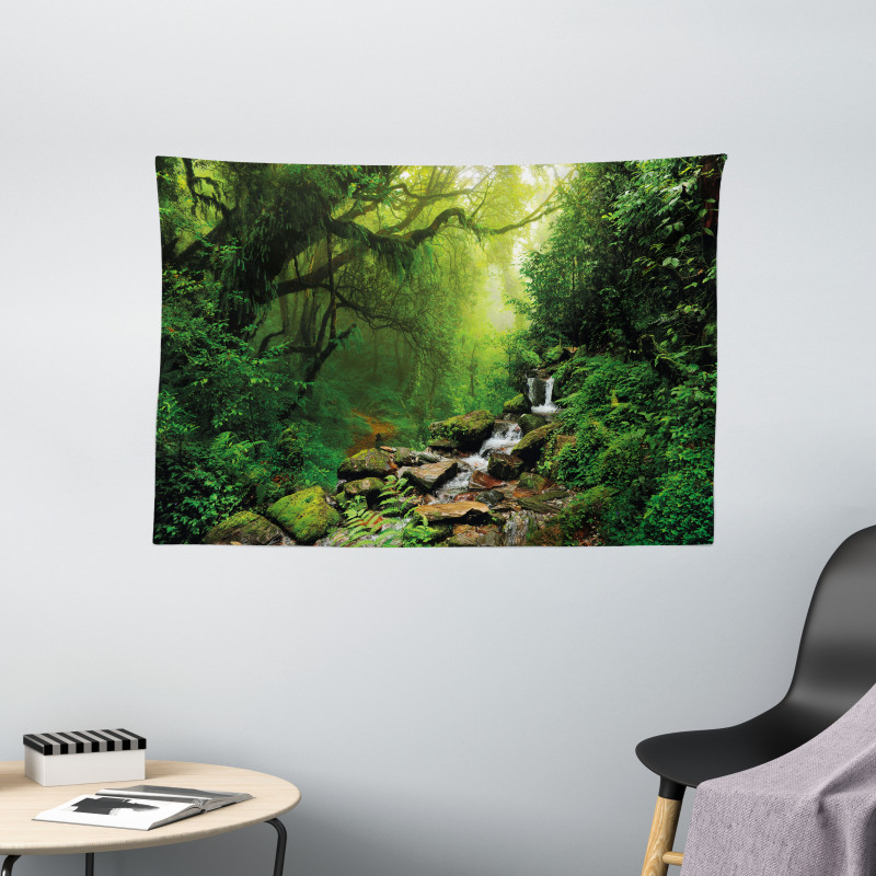 Idyllic Forest Design Wide Tapestry