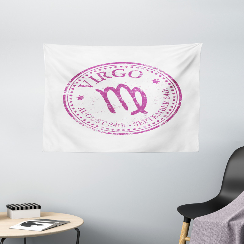 Pink Colored Horoscope Wide Tapestry