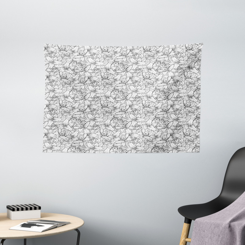 Botanical Poppy Wide Tapestry