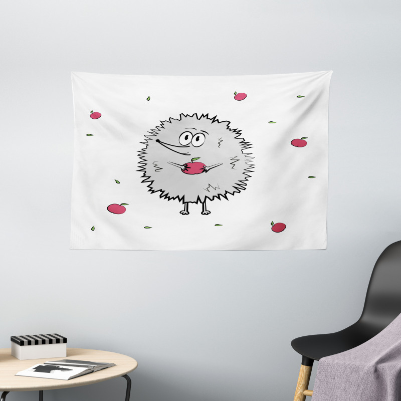 Happy Mammal Apples Wide Tapestry