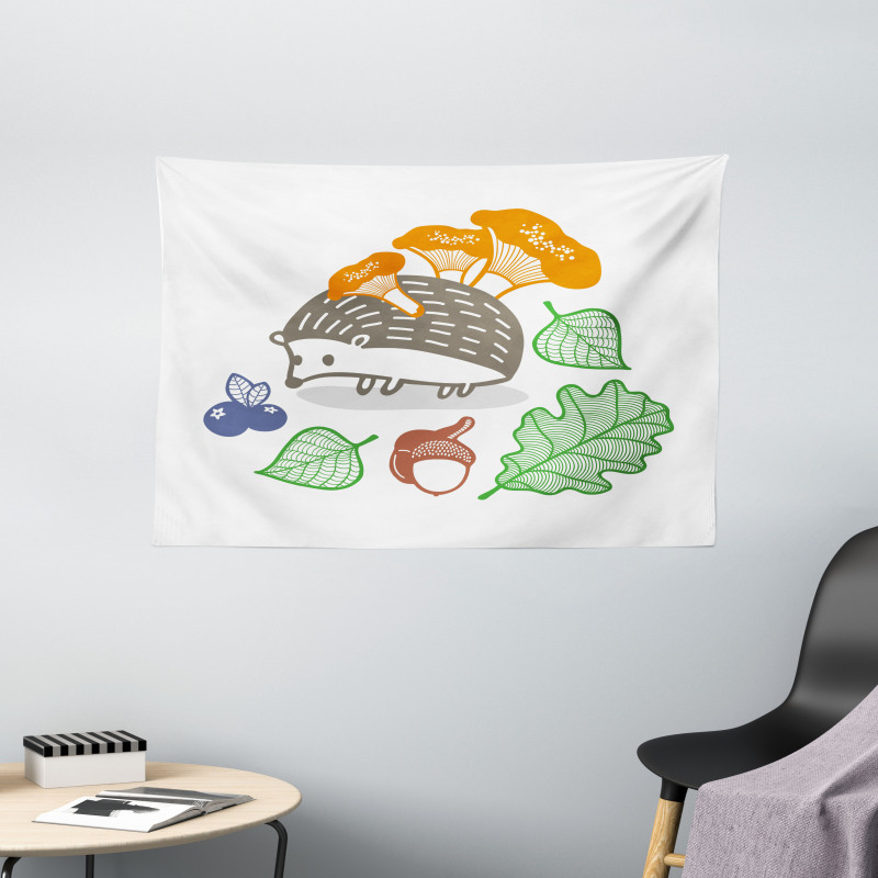 Colorful Animal Food Wide Tapestry