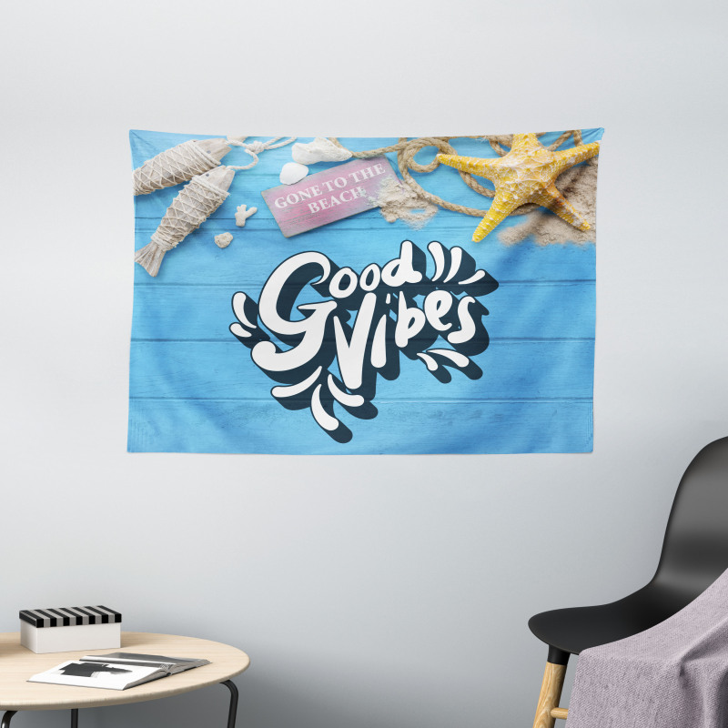 Summer Beach Holiday Wide Tapestry