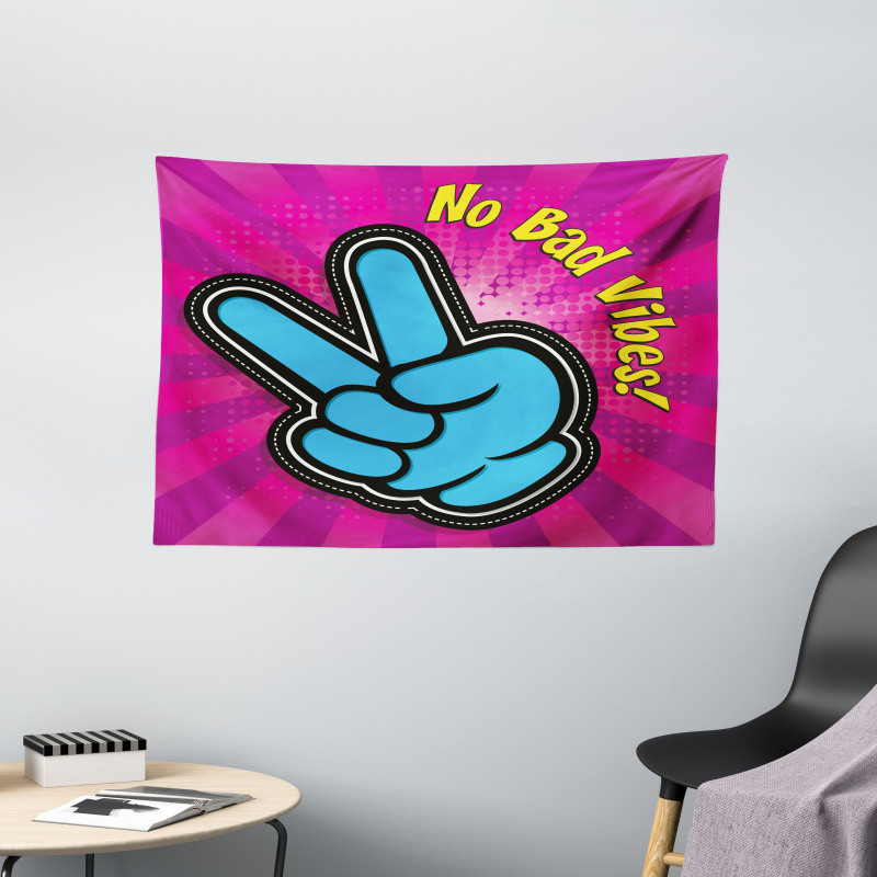 No Bad Vibes Vintage Wide Tapestry