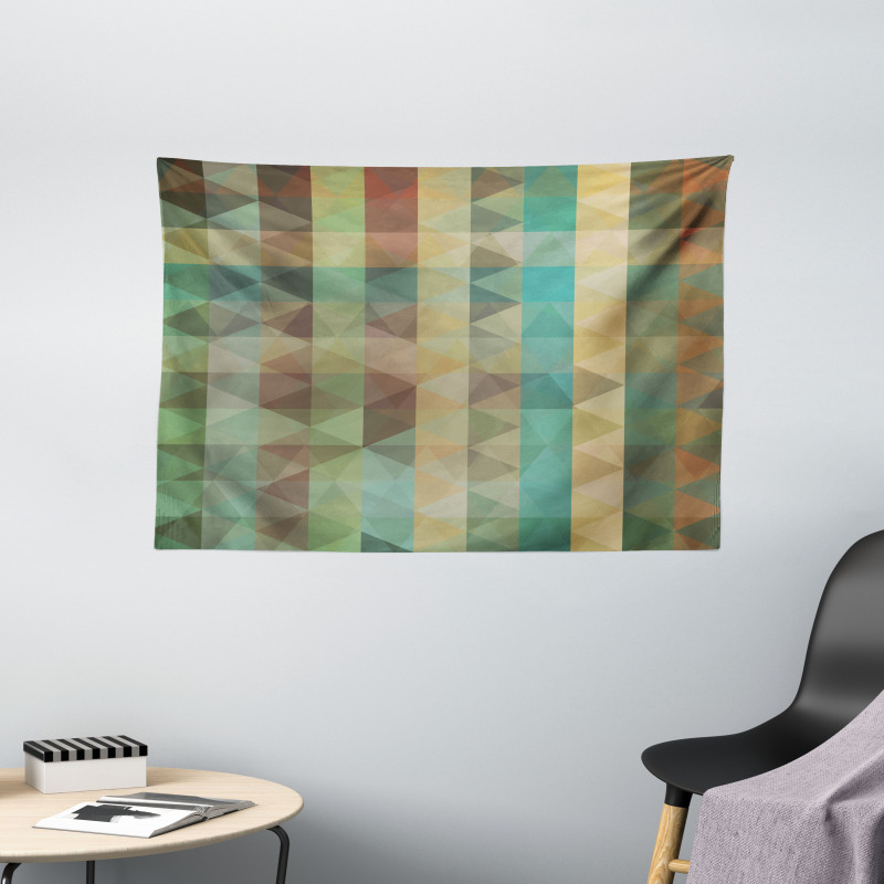 Triangles Mosaic Retro Wide Tapestry