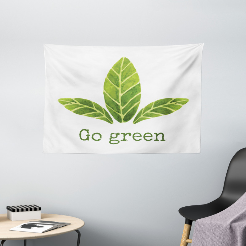 Eco Concept Green Leaves Wide Tapestry