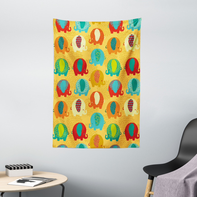 Elephants Ornaments Tapestry