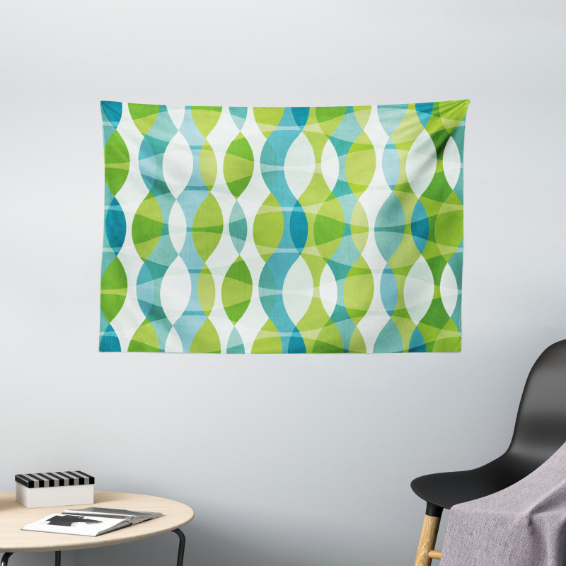 Geometric Oval Shapes Wide Tapestry