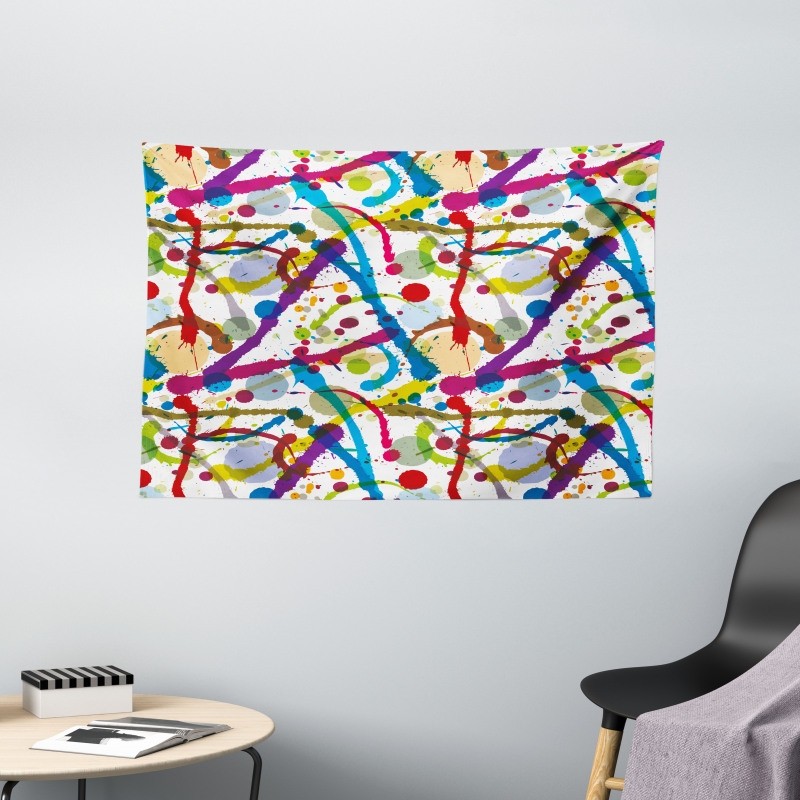 Colorful Splash Wide Tapestry