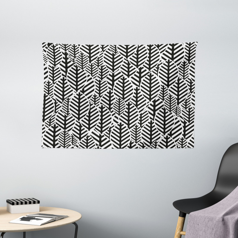 Modern Abstract Leaves Wide Tapestry