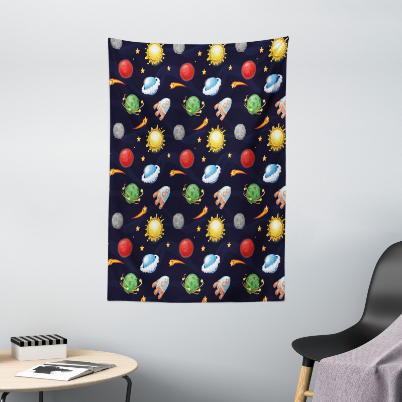 Cosmos with Sun Planets Tapestry