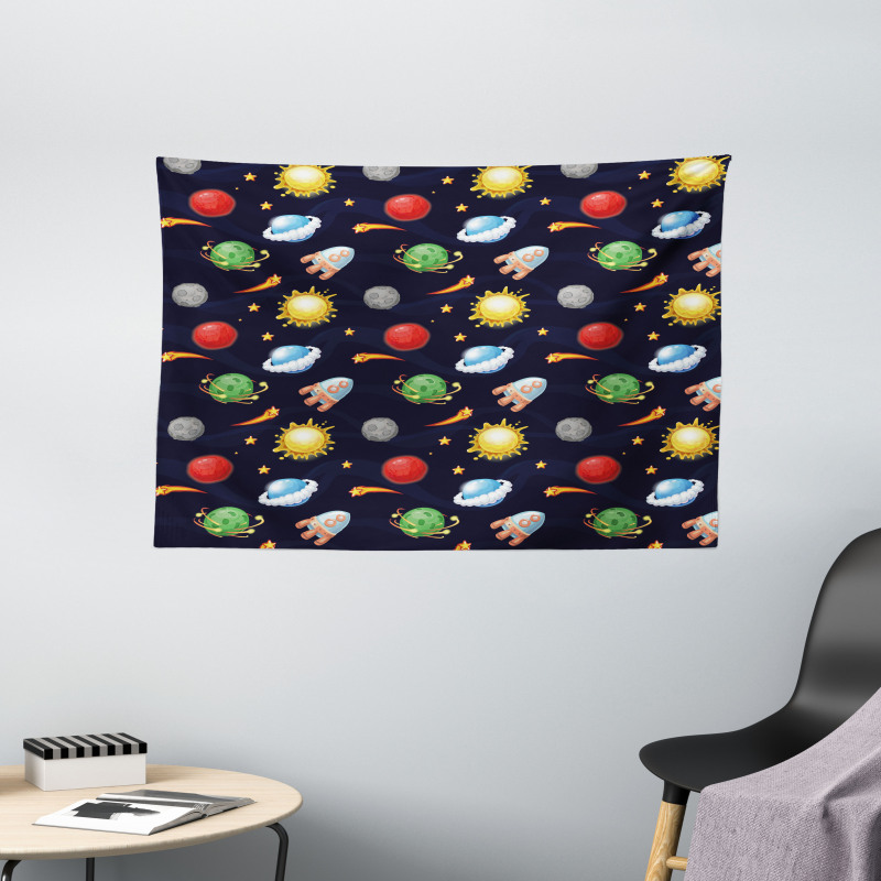 Cosmos with Sun Planets Wide Tapestry