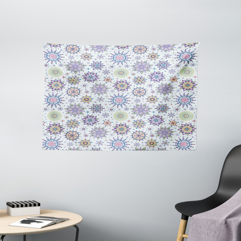 Pastel Floral Blizzard Wide Tapestry