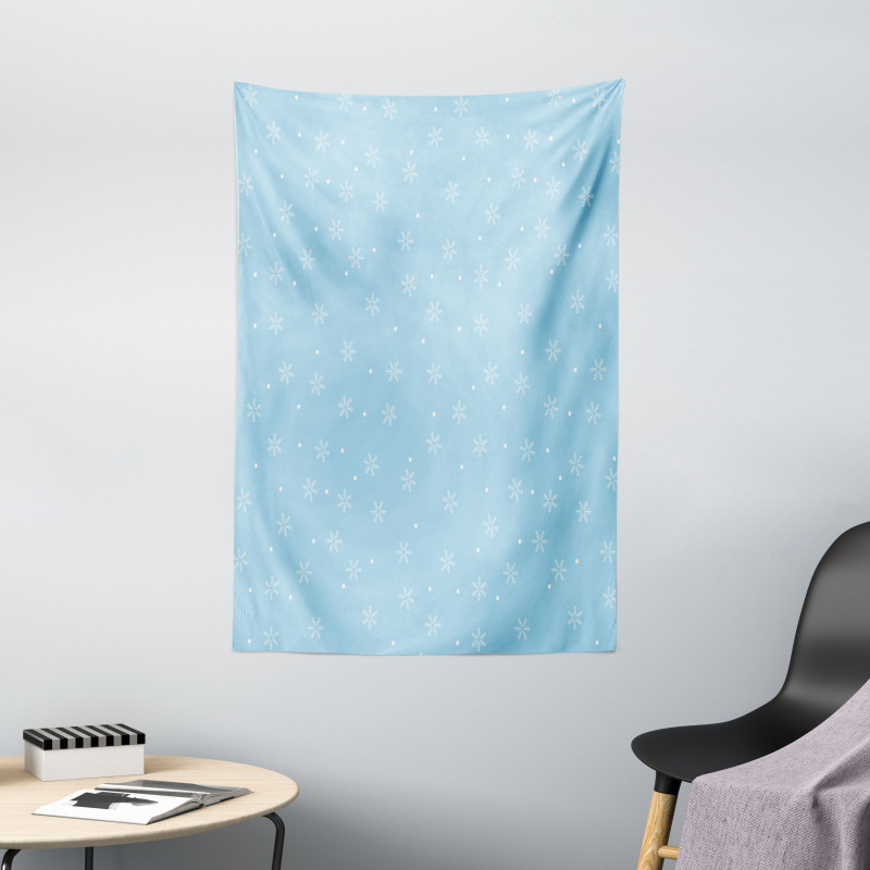 Soft Snowfall on Blue Tapestry