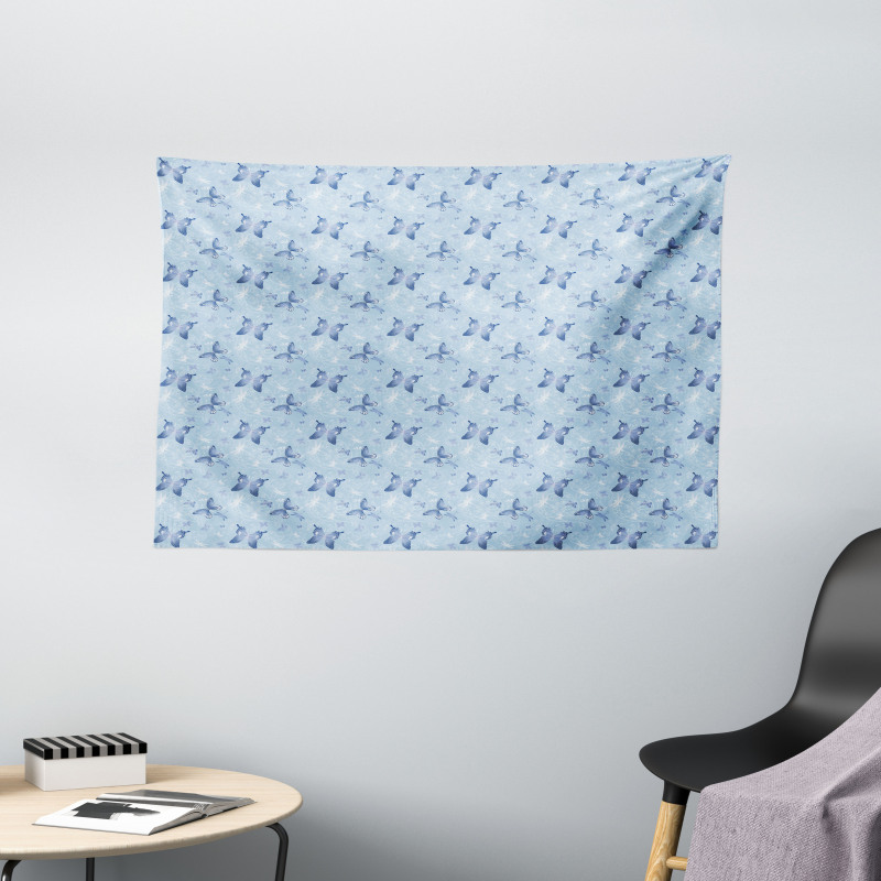 Blue Dragonflies Wide Tapestry