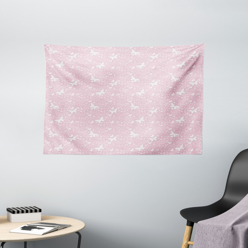 Soft Pink Floral Wide Tapestry