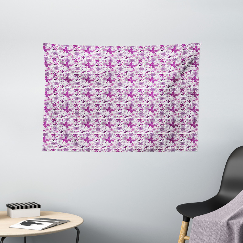 Purple Color Fauna Wide Tapestry