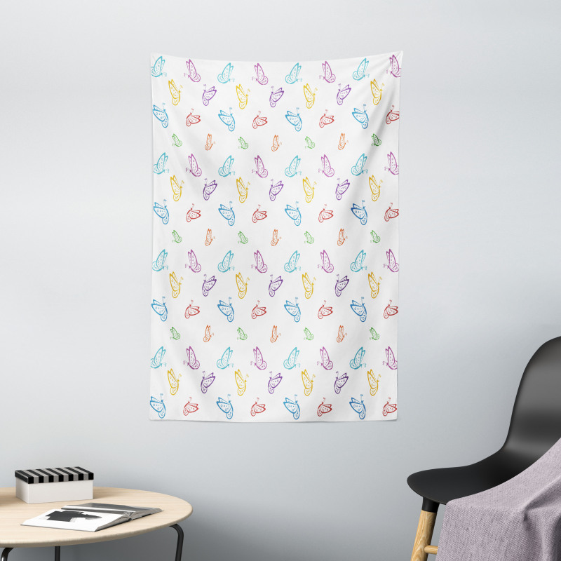 Doodle Style Colorful Tapestry