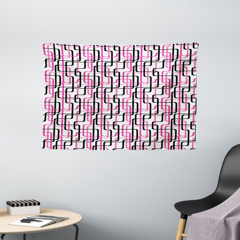 Wavy Lines Funky Wide Tapestry