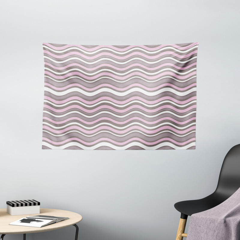 Wavy Stripes Nautical Wide Tapestry