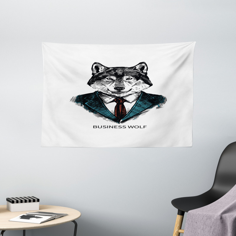 Business Animal in Suit Wide Tapestry