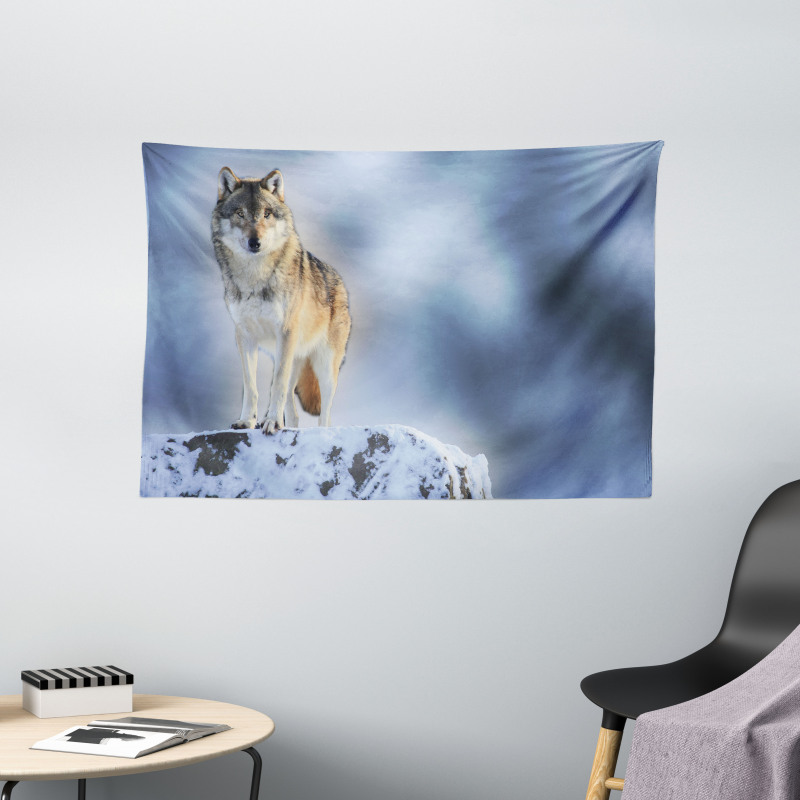 Carnivore Canine in Snow Wide Tapestry