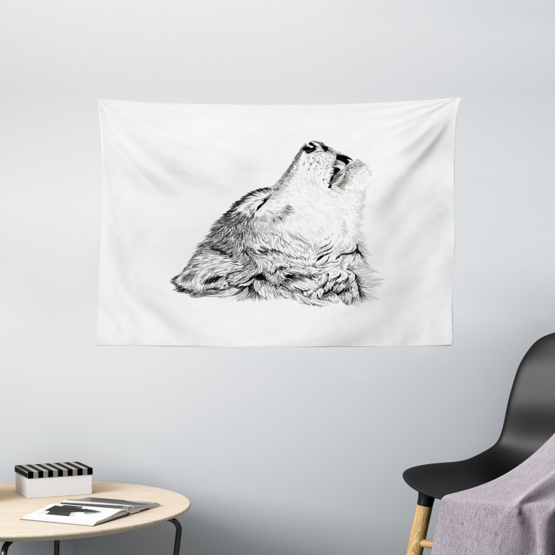 Monochrome Sketch Canine Wide Tapestry