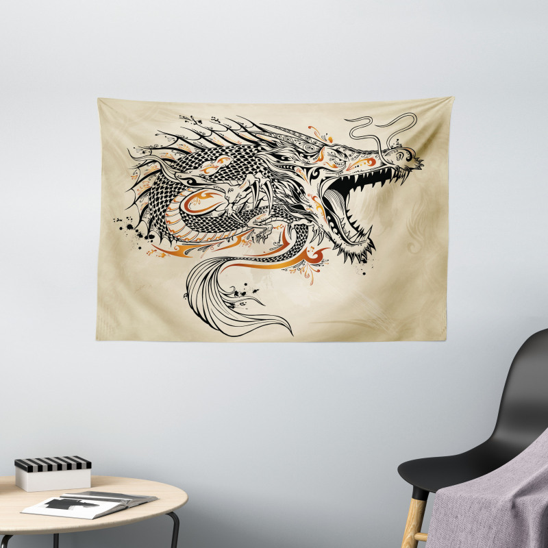 Doodle Creature Wide Tapestry