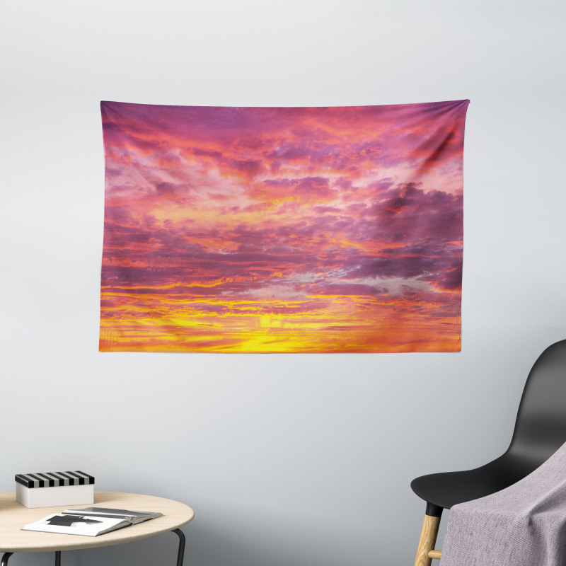 Sunset Clouded Weather Wide Tapestry