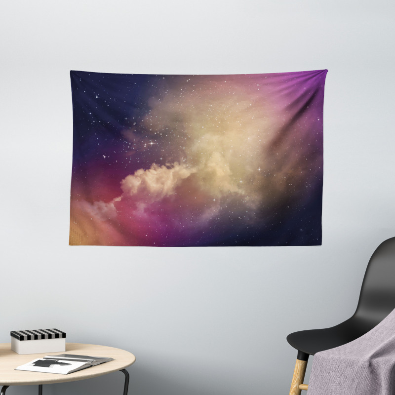 Night Clouds Stars Image Wide Tapestry