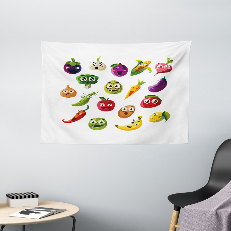 Carrot Banana Pepper Wide Tapestry