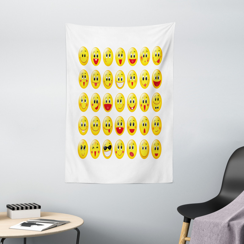 Funny Yellow Round Heads Tapestry