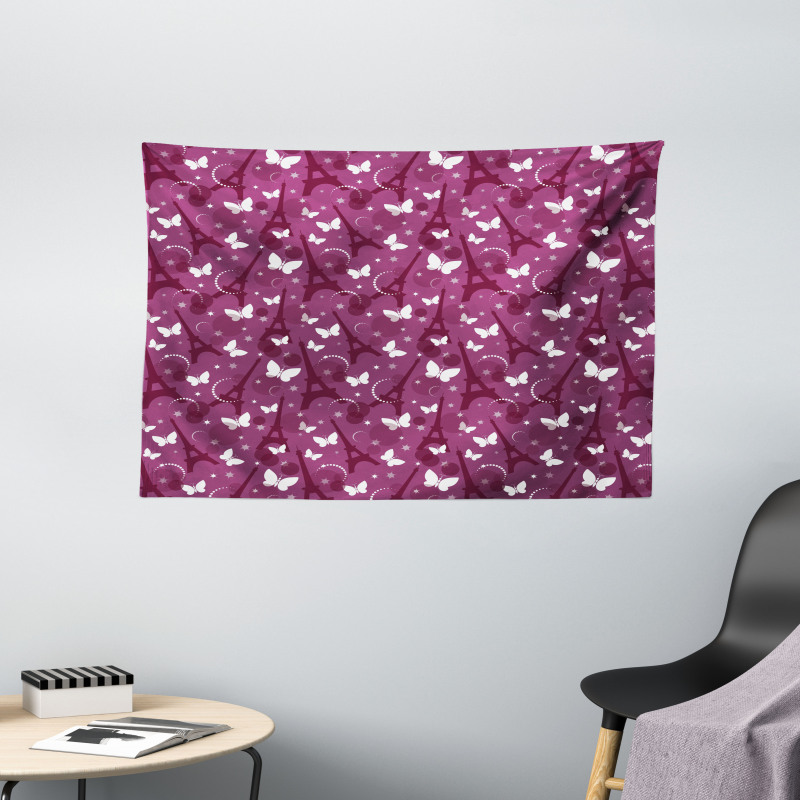 Abstract Butterflies Wide Tapestry