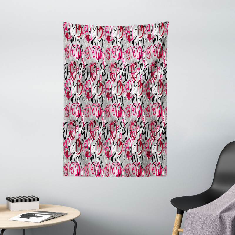 Romantic Random Hearts Tapestry