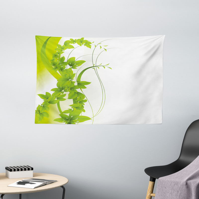 Blooming Fantasy Flora Wide Tapestry