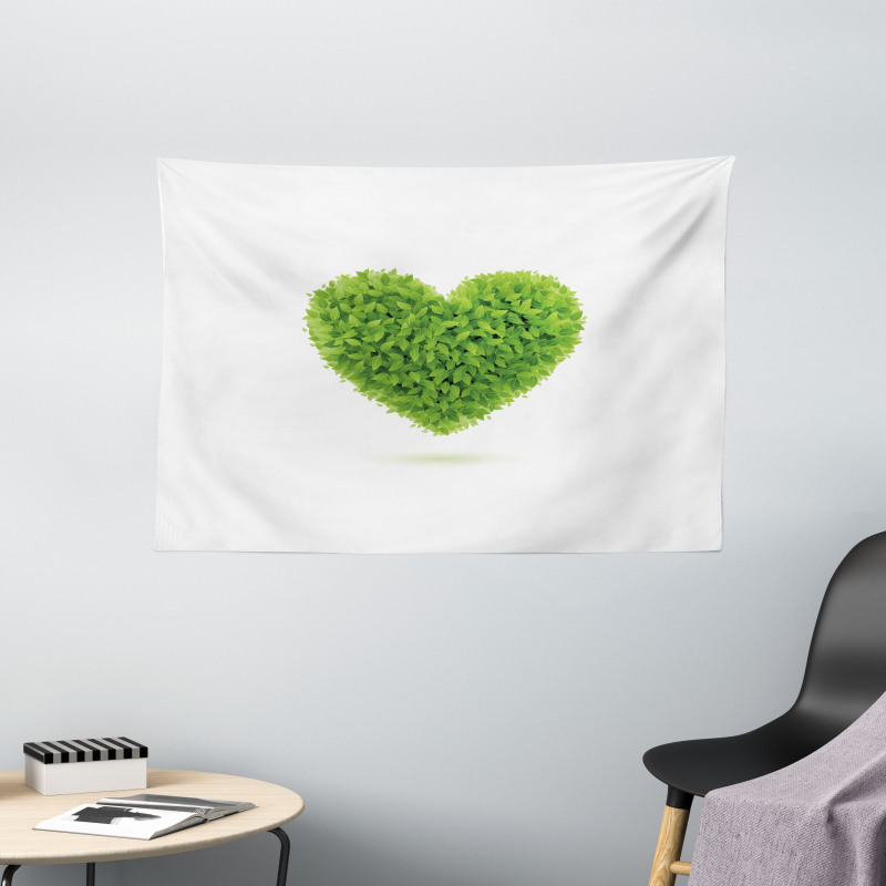 Heart with Fresh Leaves Wide Tapestry