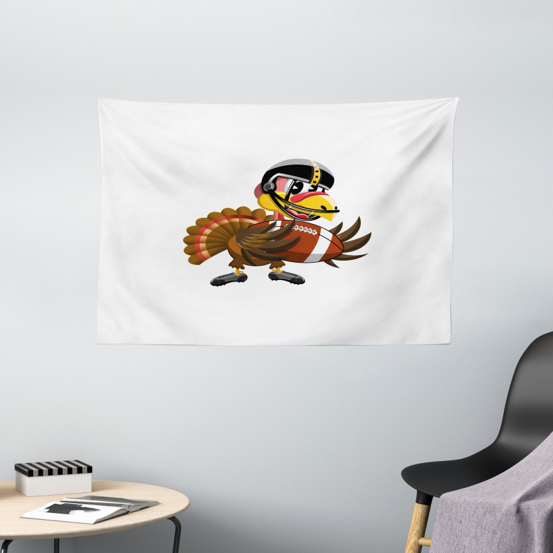 Sport Themed Cartoon Wide Tapestry