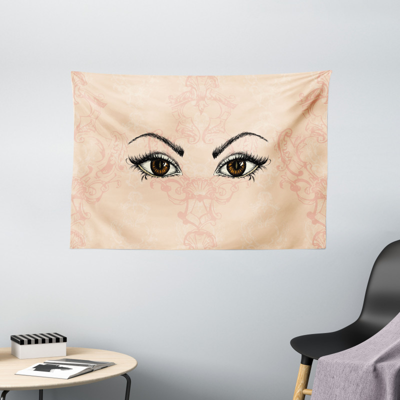 Sketchy Woman Floral Wide Tapestry