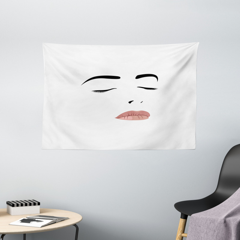 Sleeping Woman Face Wide Tapestry