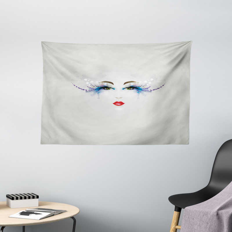 Dreamy Eyes Red Lips Wide Tapestry