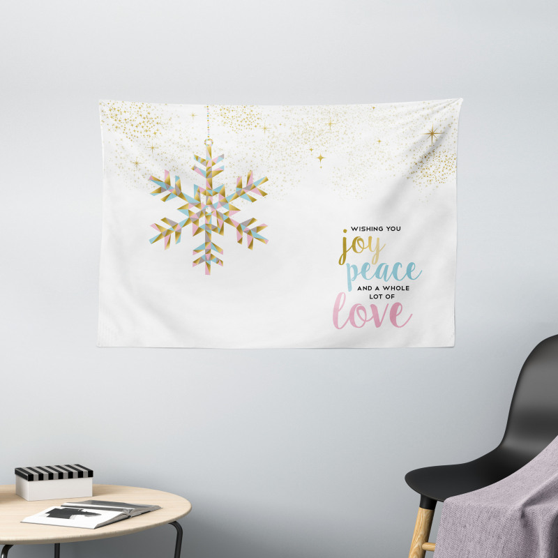 Christmas Snowflake Love Wide Tapestry